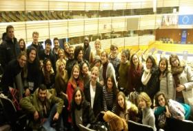 International exchange students visiting the European Parliament